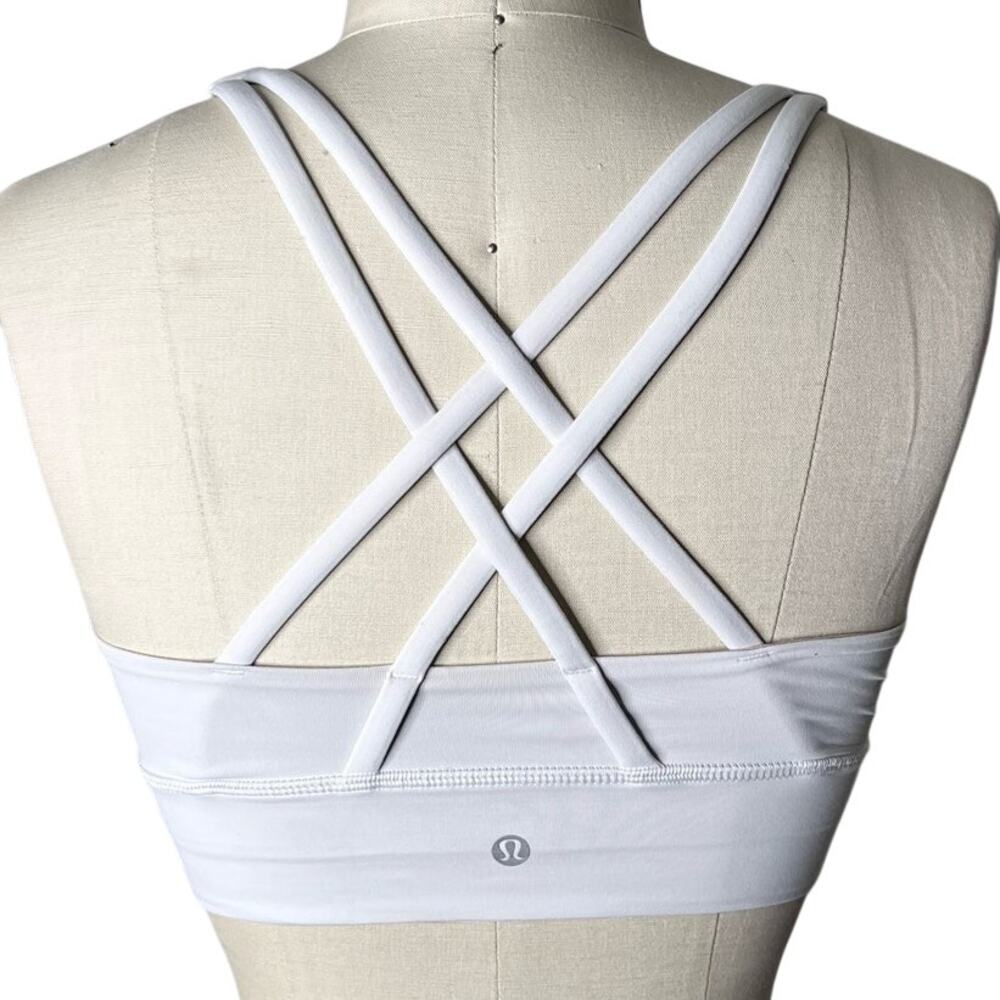 Lululemon Energy Bra White Medium Support Size 6 Criss Cross Strappy Yoga